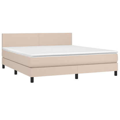Box Spring Postel S Matrací Cappuccino 180 X 200 Cm Umělá Kůže