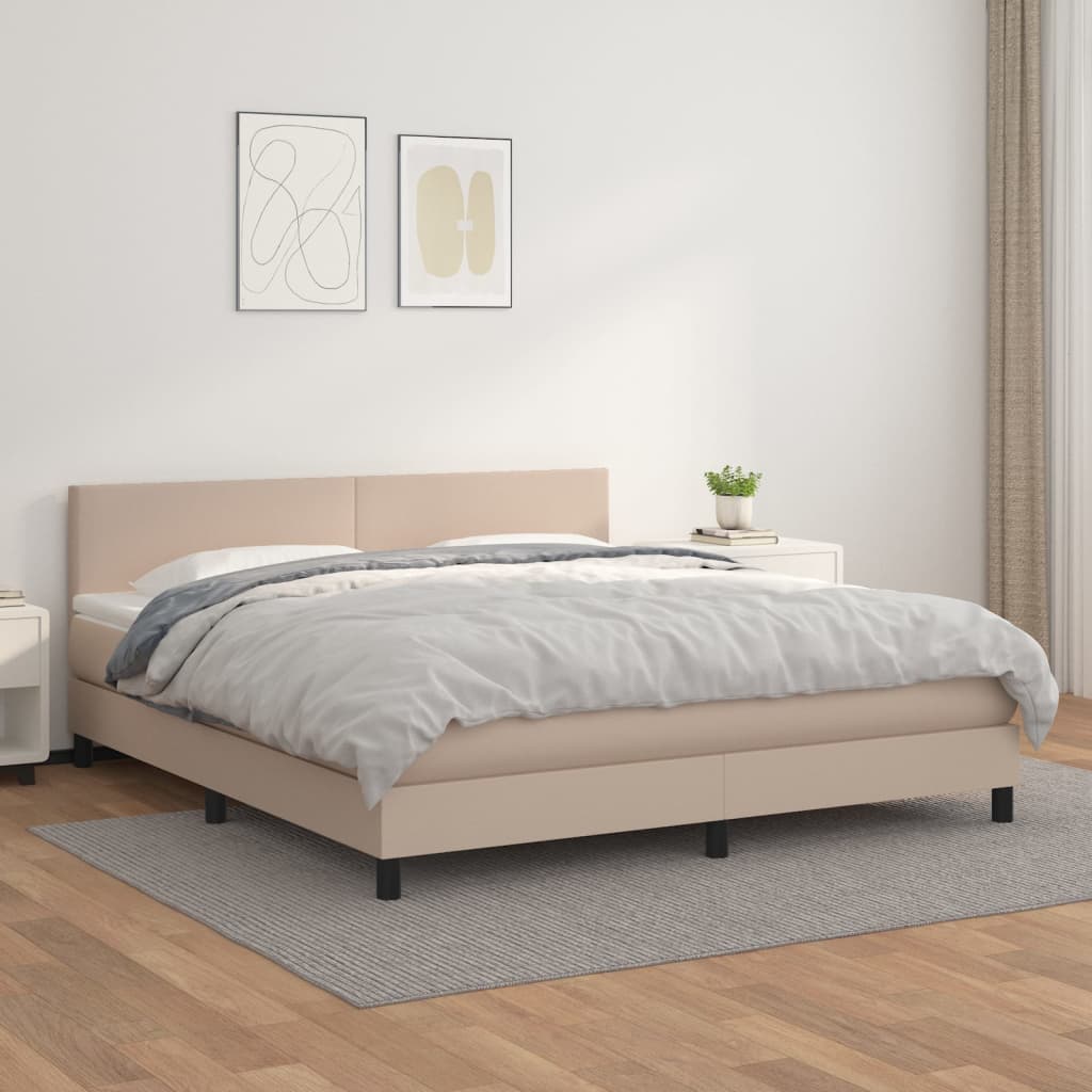 Box Spring Postel S Matrací Cappuccino 180 X 200 Cm Umělá Kůže