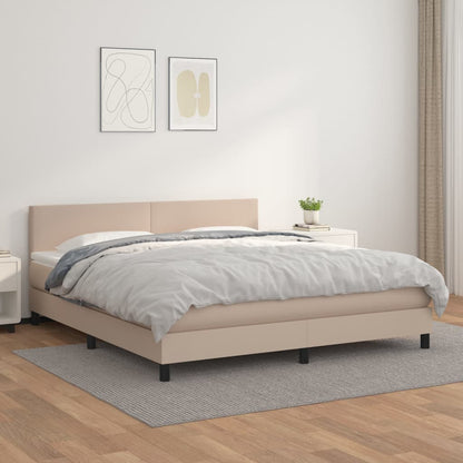 Box Spring Postel S Matrací Cappuccino 180 X 200 Cm Umělá Kůže