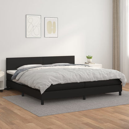 Box Spring Postel S Matrací Černá Umělá Kůže Černá