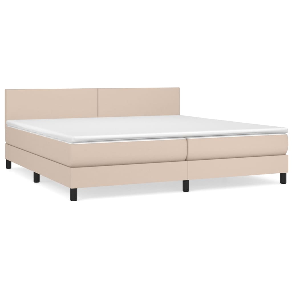 Box Spring Postel S Matrací Cappuccino 200 X 200 Cm Umělá Kůže