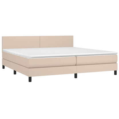 Box Spring Postel S Matrací Cappuccino 200 X 200 Cm Umělá Kůže