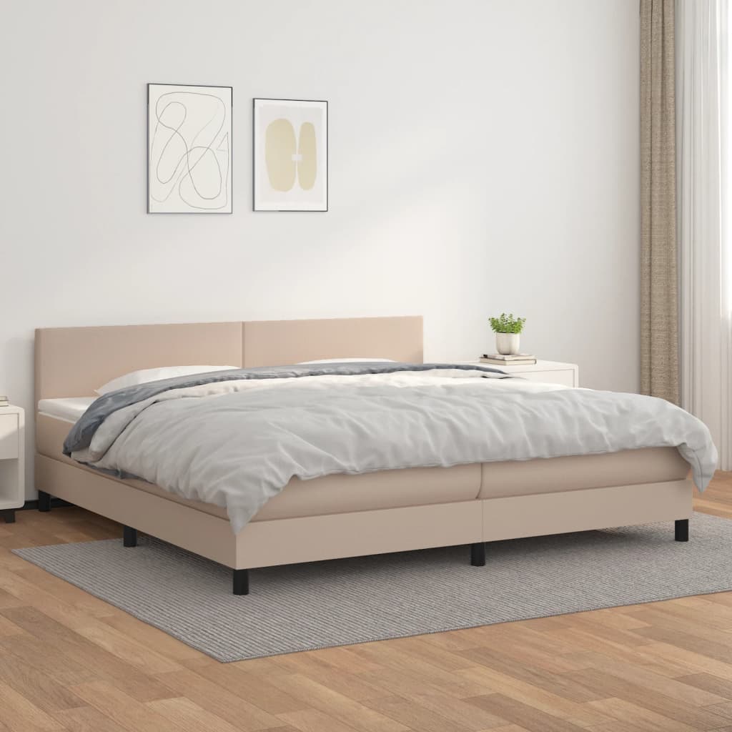 Box Spring Postel S Matrací Cappuccino 200 X 200 Cm Umělá Kůže