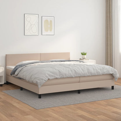 Box Spring Postel S Matrací Cappuccino 200 X 200 Cm Umělá Kůže