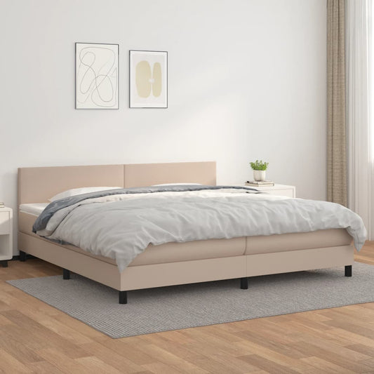 Box Spring Postel S Matrací Cappuccino 200 X 200 Cm Umělá Kůže