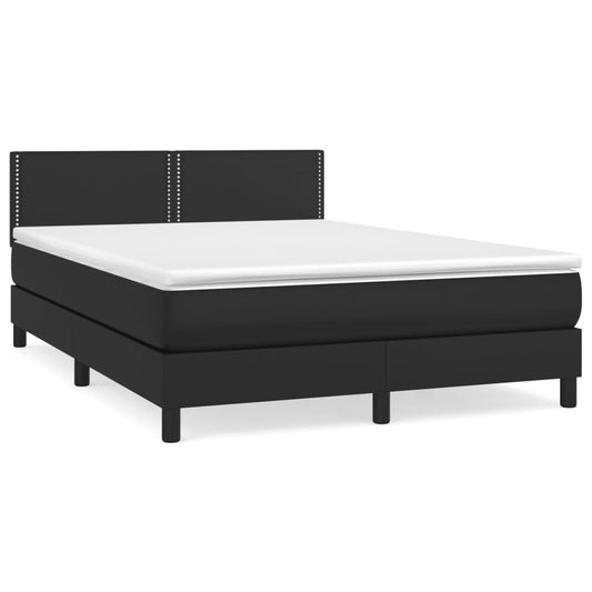 Box Spring Postel S Matrací Černá Umělá Kůže Černá