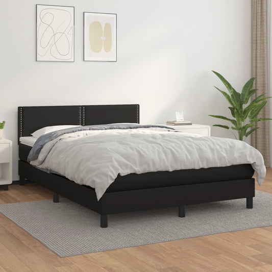 Box Spring Postel S Matrací Černá Umělá Kůže Černá