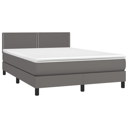 Box Spring Postel S Matrací Šedá Umělá Kůže Šedá