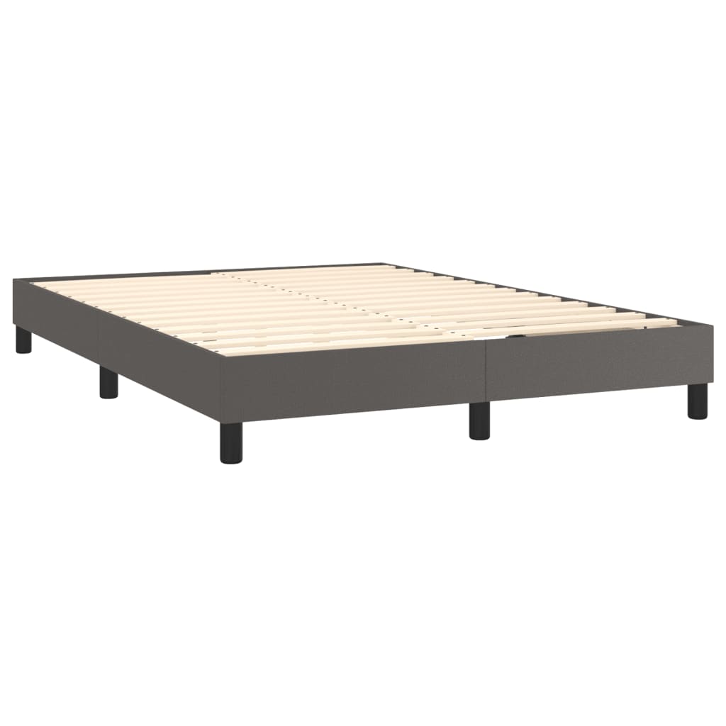Box Spring Postel S Matrací Šedá Umělá Kůže Šedá