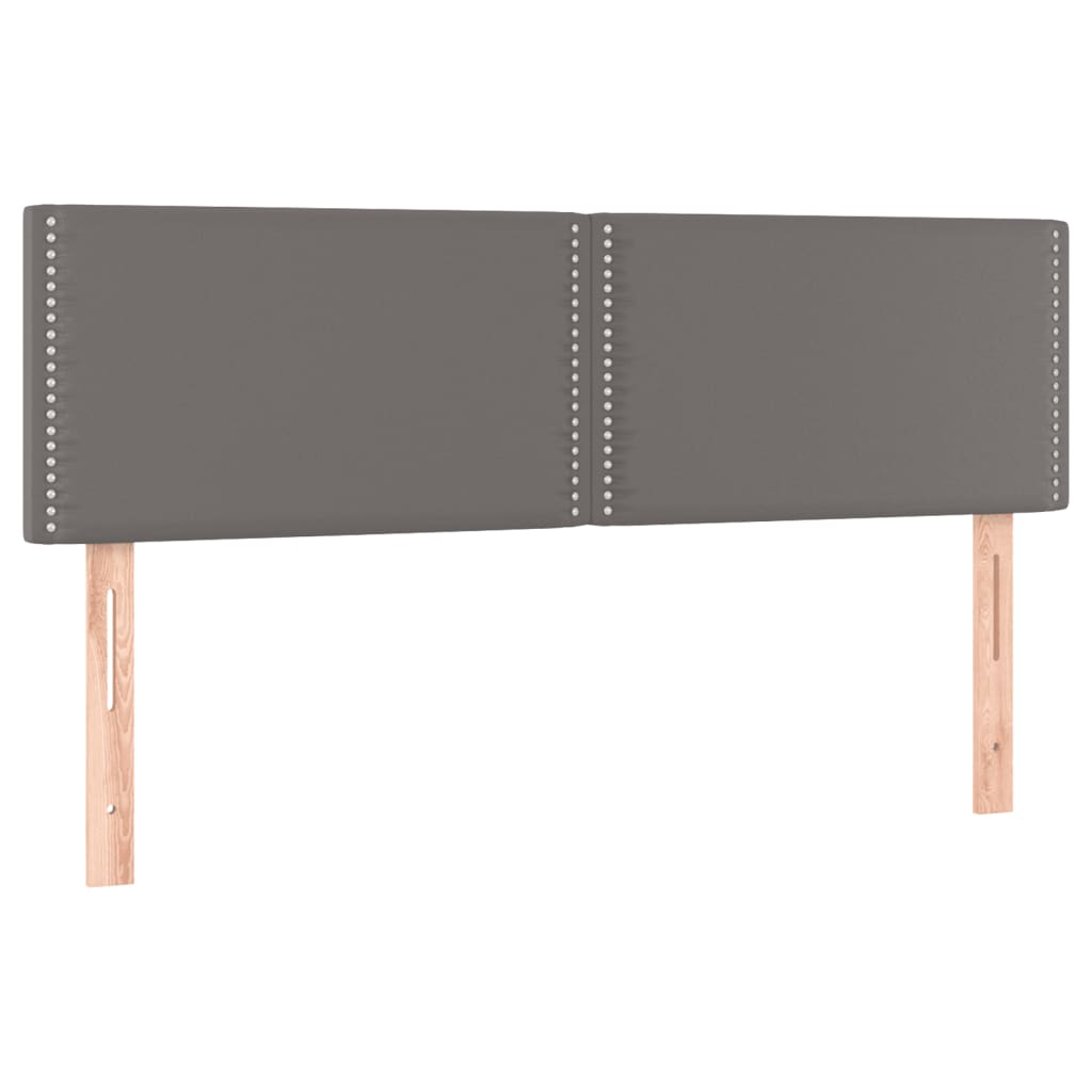 Box Spring Postel S Matrací Šedá Umělá Kůže Šedá
