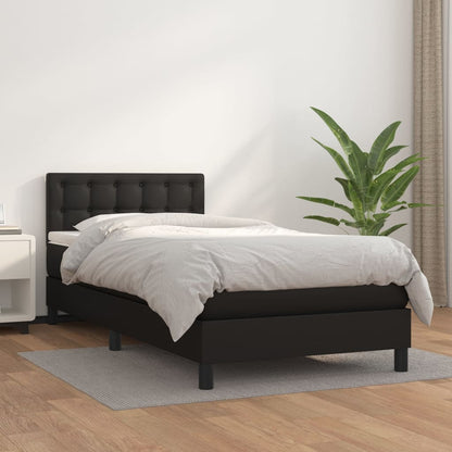 Box Spring Postel S Matrací Černá Umělá Kůže Černá