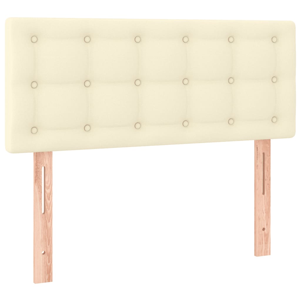 Box Spring Postel S Matrací Krémová 90X190 Cm Umělá Kůže