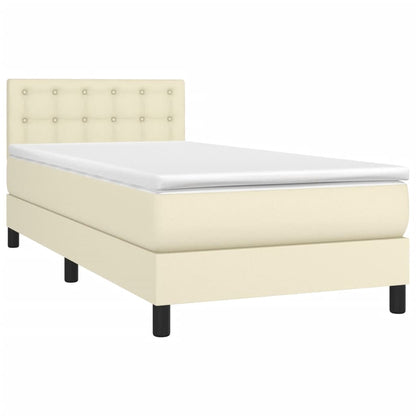 Box Spring Postel S Matrací Krémová 90X200 Cm Umělá Kůže