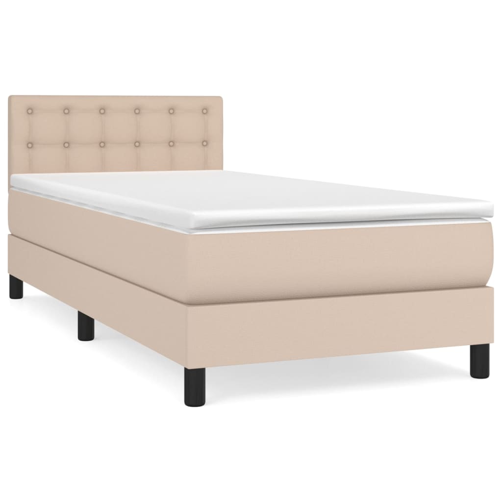 Box Spring Postel S Matrací Cappuccino 90X200 Cm Umělá Kůže