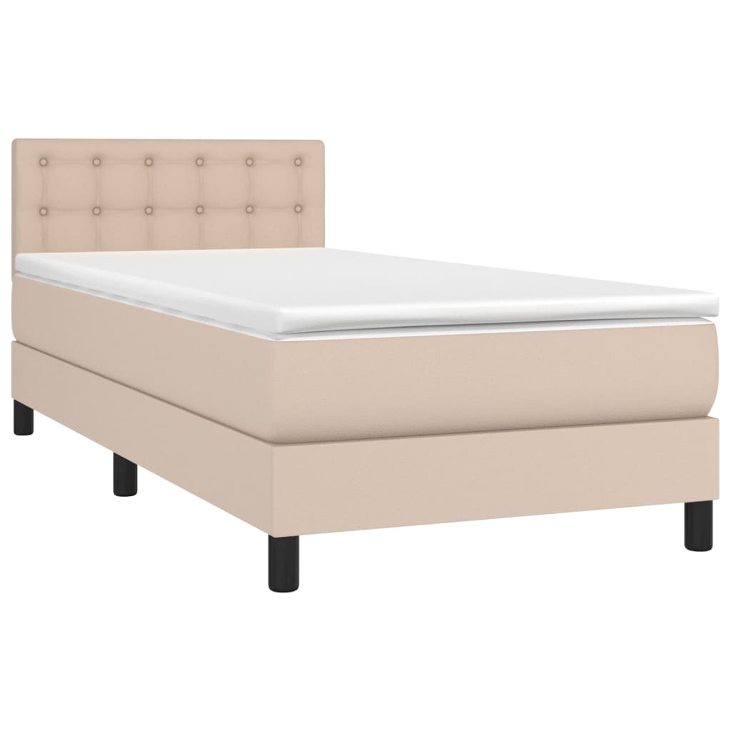 Box Spring Postel S Matrací Cappuccino 100X200 Cm Umělá Kůže