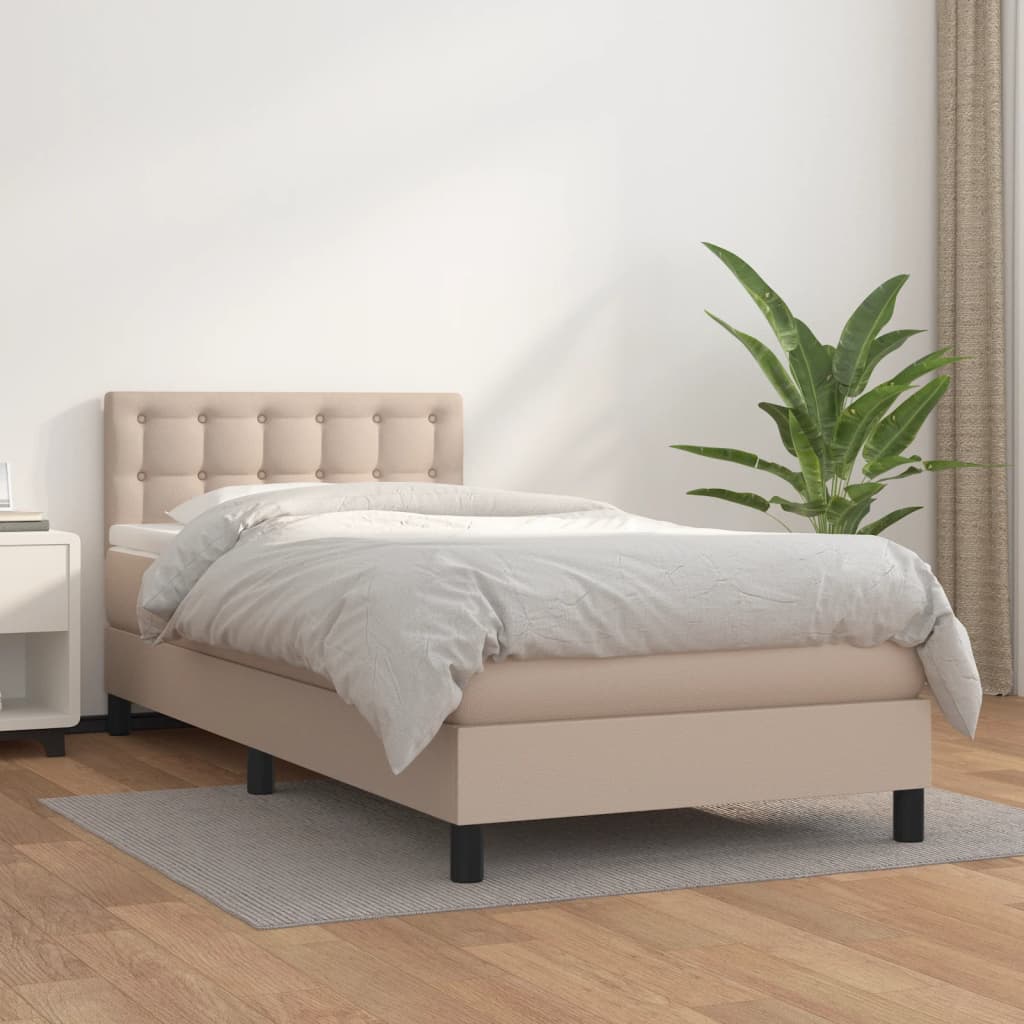 Box Spring Postel S Matrací Cappuccino 100X200 Cm Umělá Kůže