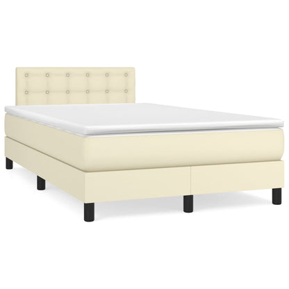 Box Spring Postel S Matrací Krémová 120X200 Cm Umělá Kůže