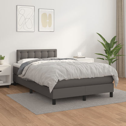 Box Spring Postel S Matrací Šedá Umělá Kůže Šedá