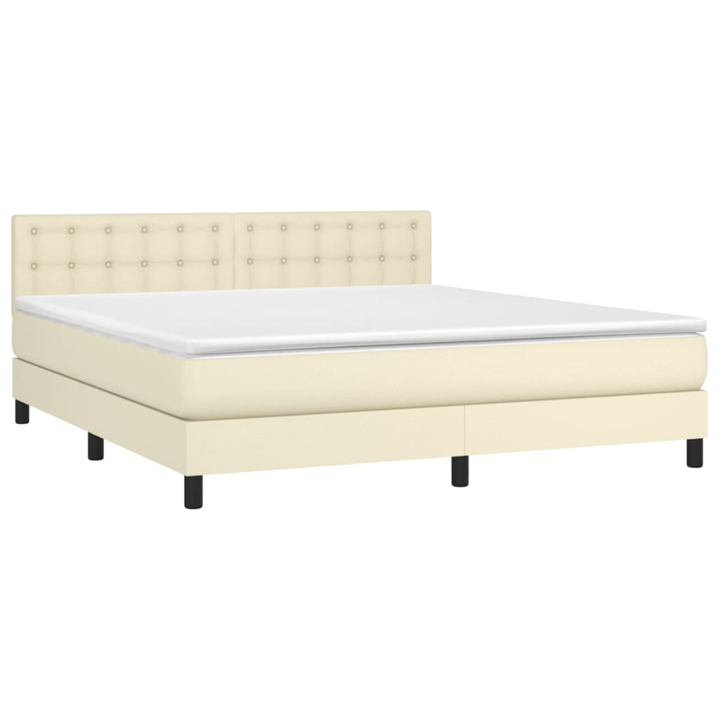 Box Spring Postel S Matrací Krémová 160X200 Cm Umělá Kůže