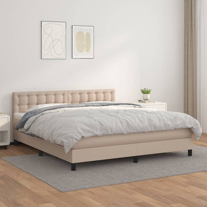 Box Spring Postel S Matrací Cappuccino 160X200 Cm Umělá Kůže