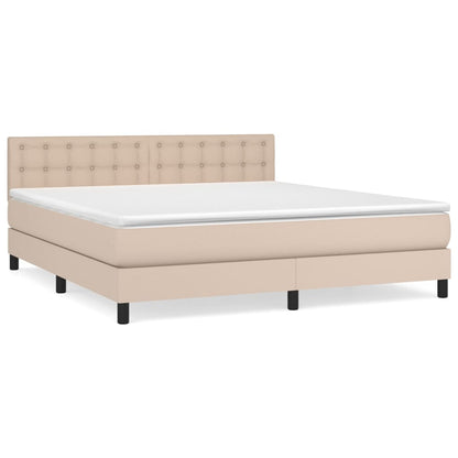 Box Spring Postel S Matrací Cappuccino 180 X 200 Cm Umělá Kůže