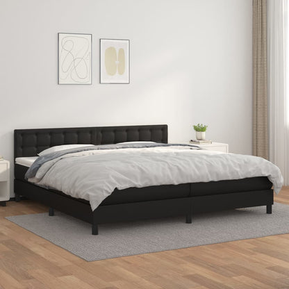 Box Spring Postel S Matrací Černá Umělá Kůže Černá