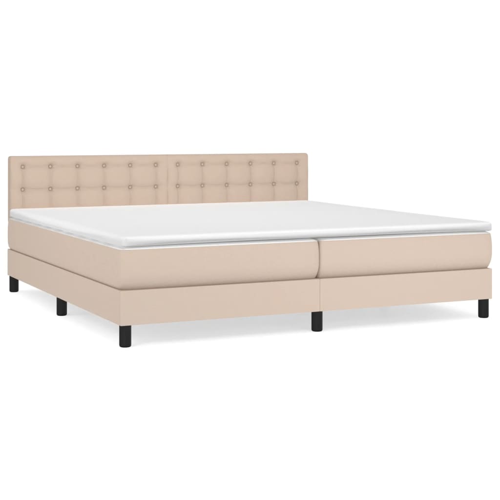 Box Spring Postel S Matrací Cappuccino 200 X 200 Cm Umělá Kůže