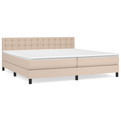 Box Spring Postel S Matrací Cappuccino 200 X 200 Cm Umělá Kůže
