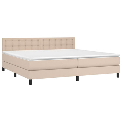 Box Spring Postel S Matrací Cappuccino 200 X 200 Cm Umělá Kůže
