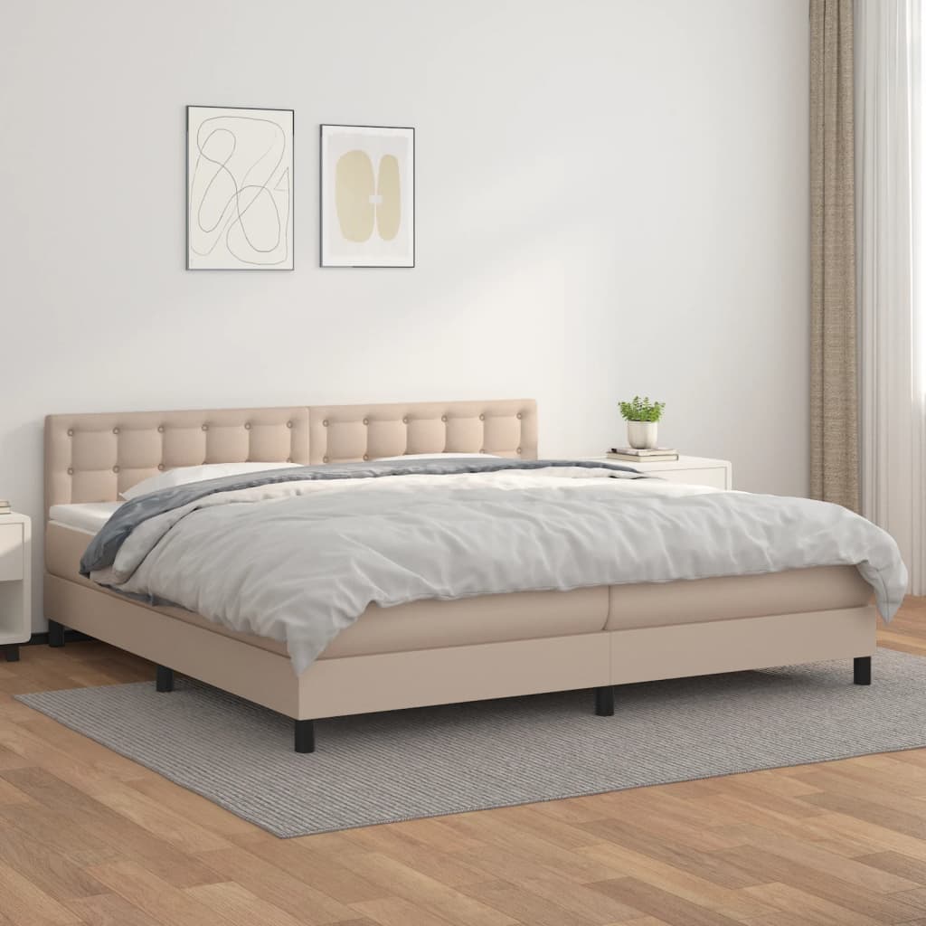 Box Spring Postel S Matrací Cappuccino 200 X 200 Cm Umělá Kůže