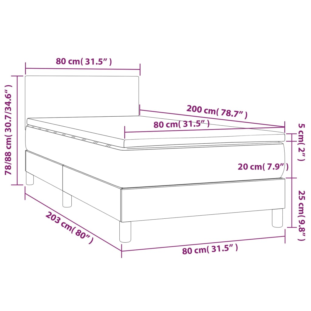 Box Spring Postel S Matrací Samet Tmavě Šedá