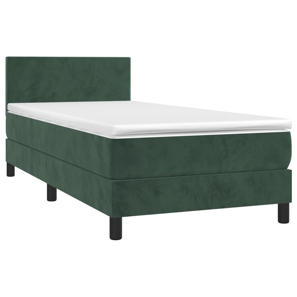 Box Spring Postel S Matrací Tmavě Zelená 80 X 200 Cm Samet