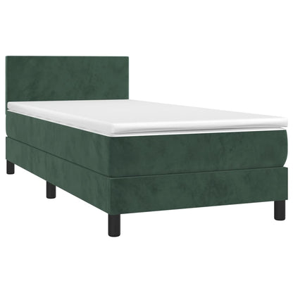 Box Spring Postel S Matrací Tmavě Zelená 80 X 200 Cm Samet