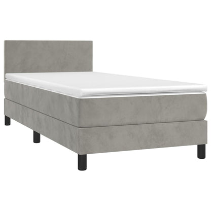Box Spring Postel S Matrací Samet Světle Šedá