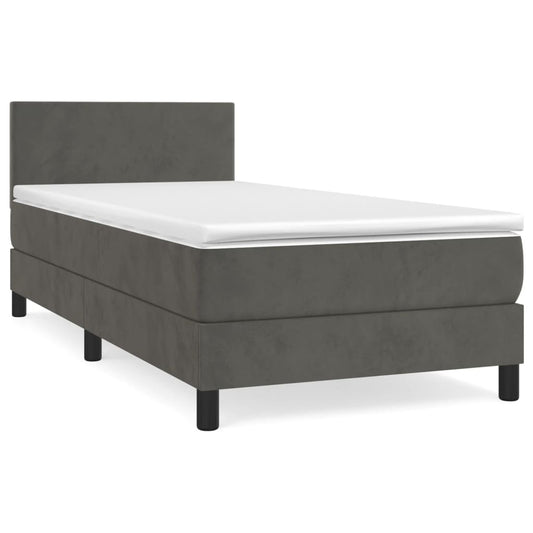 Box Spring Postel S Matrací Samet Tmavě Šedá