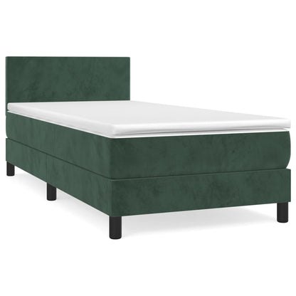 Box Spring Postel S Matrací Tmavě Zelená 90X190 Cm Samet