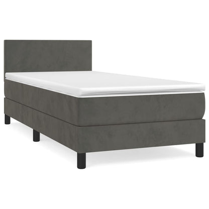 Box Spring Postel S Matrací Samet Tmavě Šedá