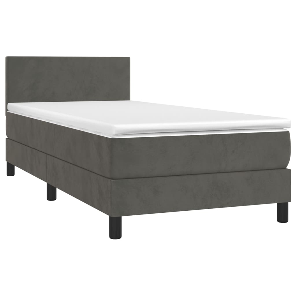 Box Spring Postel S Matrací Samet Tmavě Šedá