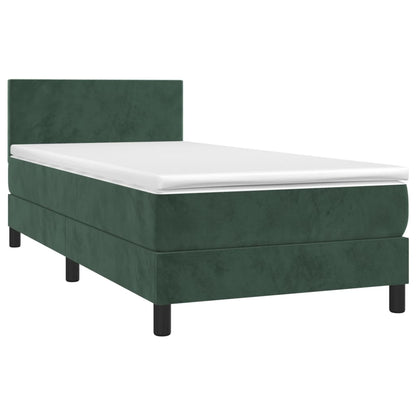Box Spring Postel S Matrací Tmavě Zelená 90X200 Cm Samet