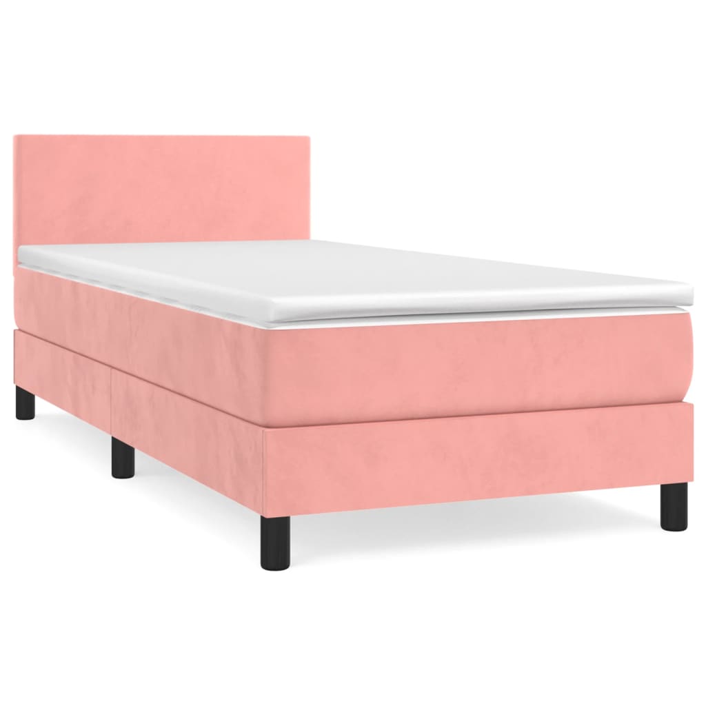 Box Spring Postel S Matrací Růžová 90X200 Cm Samet