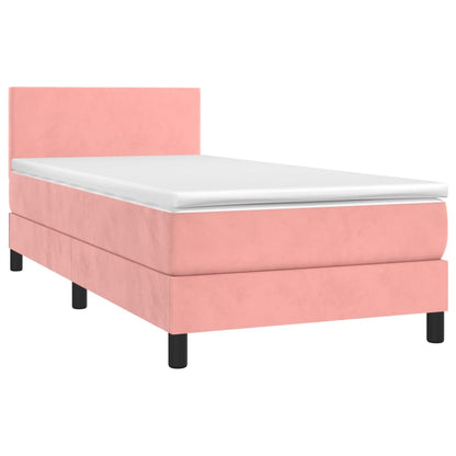 Box Spring Postel S Matrací Růžová 100X200 Cm Samet