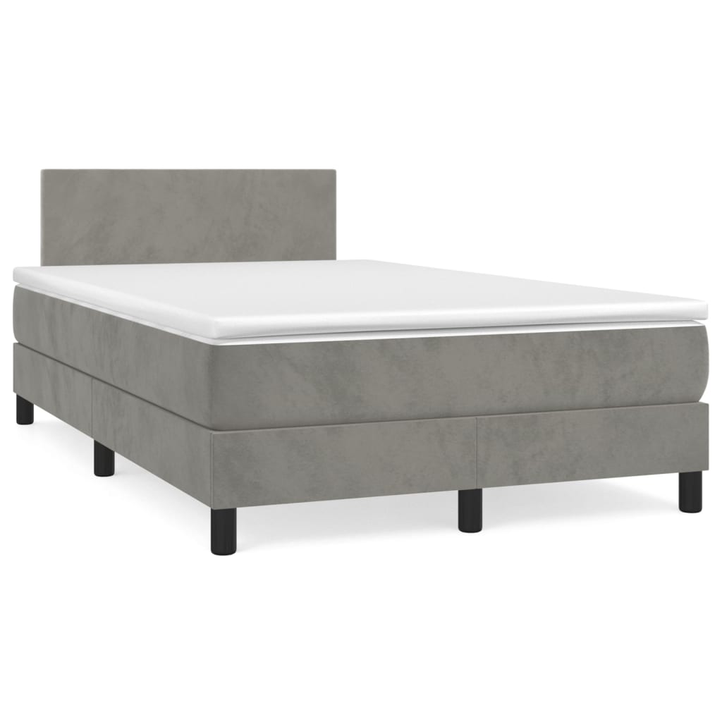 Box Spring Postel S Matrací Samet Světle Šedá