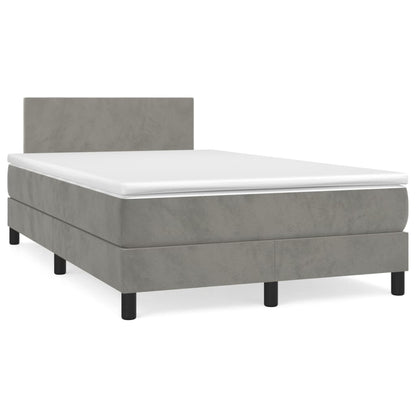 Box Spring Postel S Matrací Samet Světle Šedá