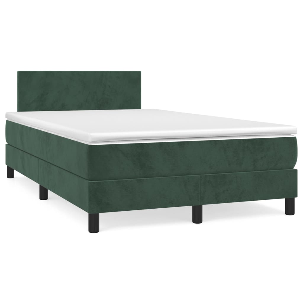 Box Spring Postel S Matrací Tmavě Zelená 120 X 200 Cm Samet