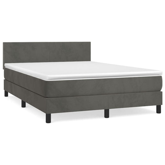 Box Spring Postel S Matrací Tmavě Šedý Samet Tmavě Šedá