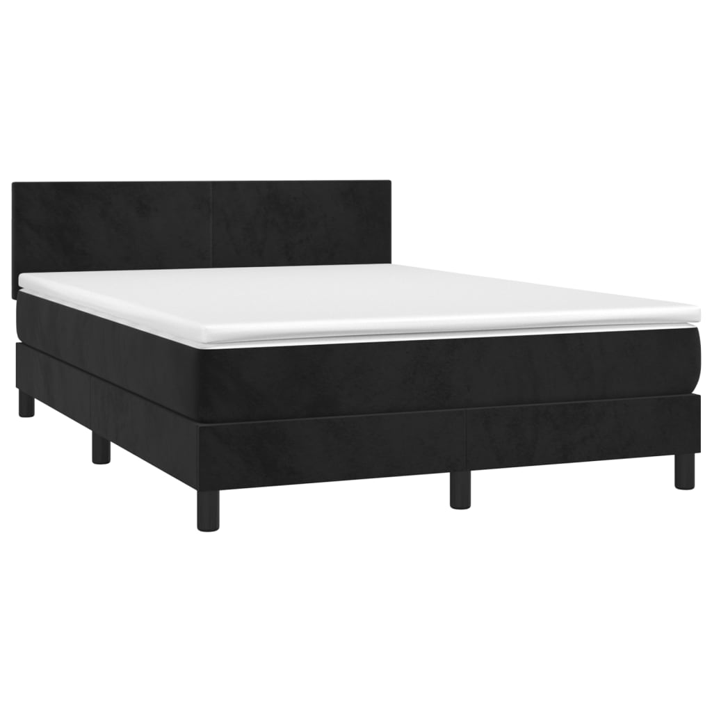 Box Spring Postel S Matrací Černá Samet Černá