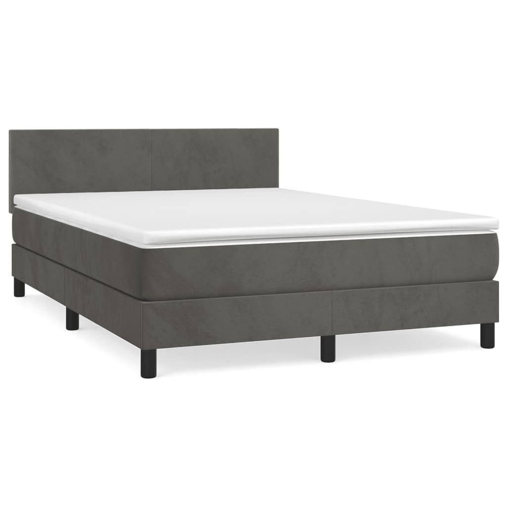 Box Spring Postel S Matrací Samet Tmavě Šedá