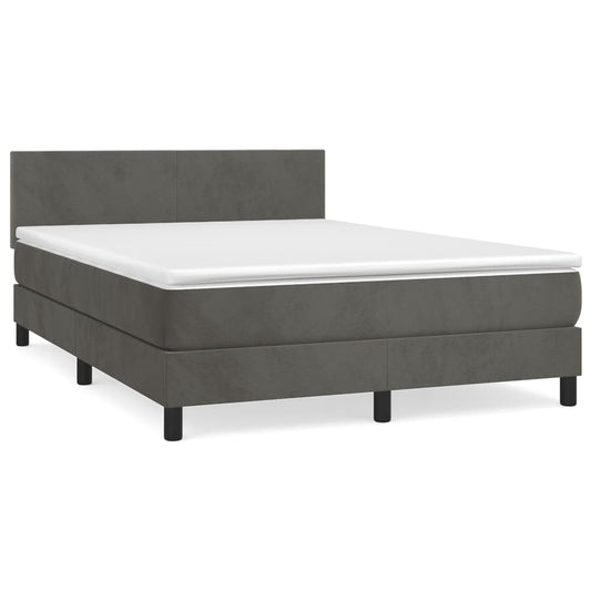 Box Spring Postel S Matrací Samet Tmavě Šedá