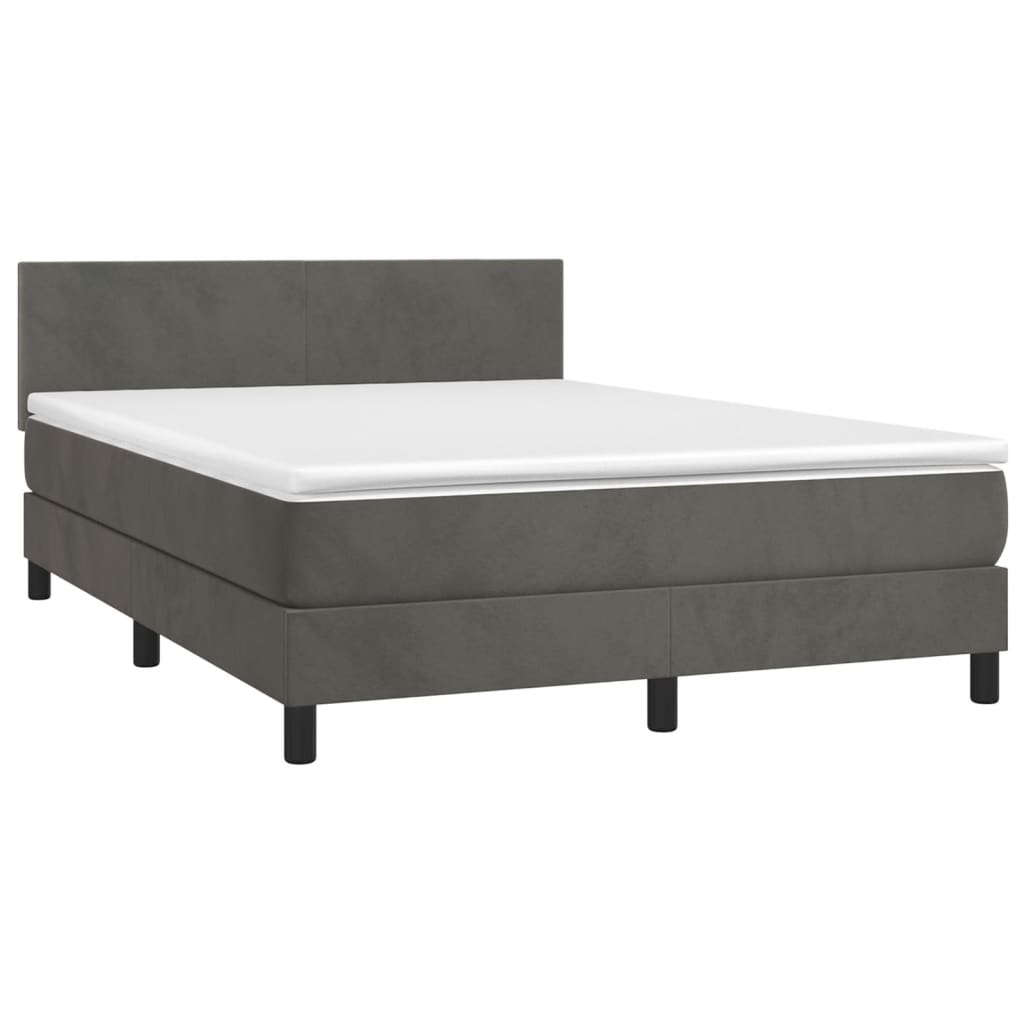 Box Spring Postel S Matrací Samet Tmavě Šedá