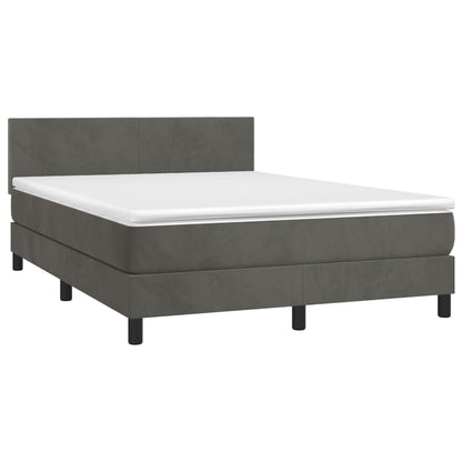 Box Spring Postel S Matrací Samet Tmavě Šedá